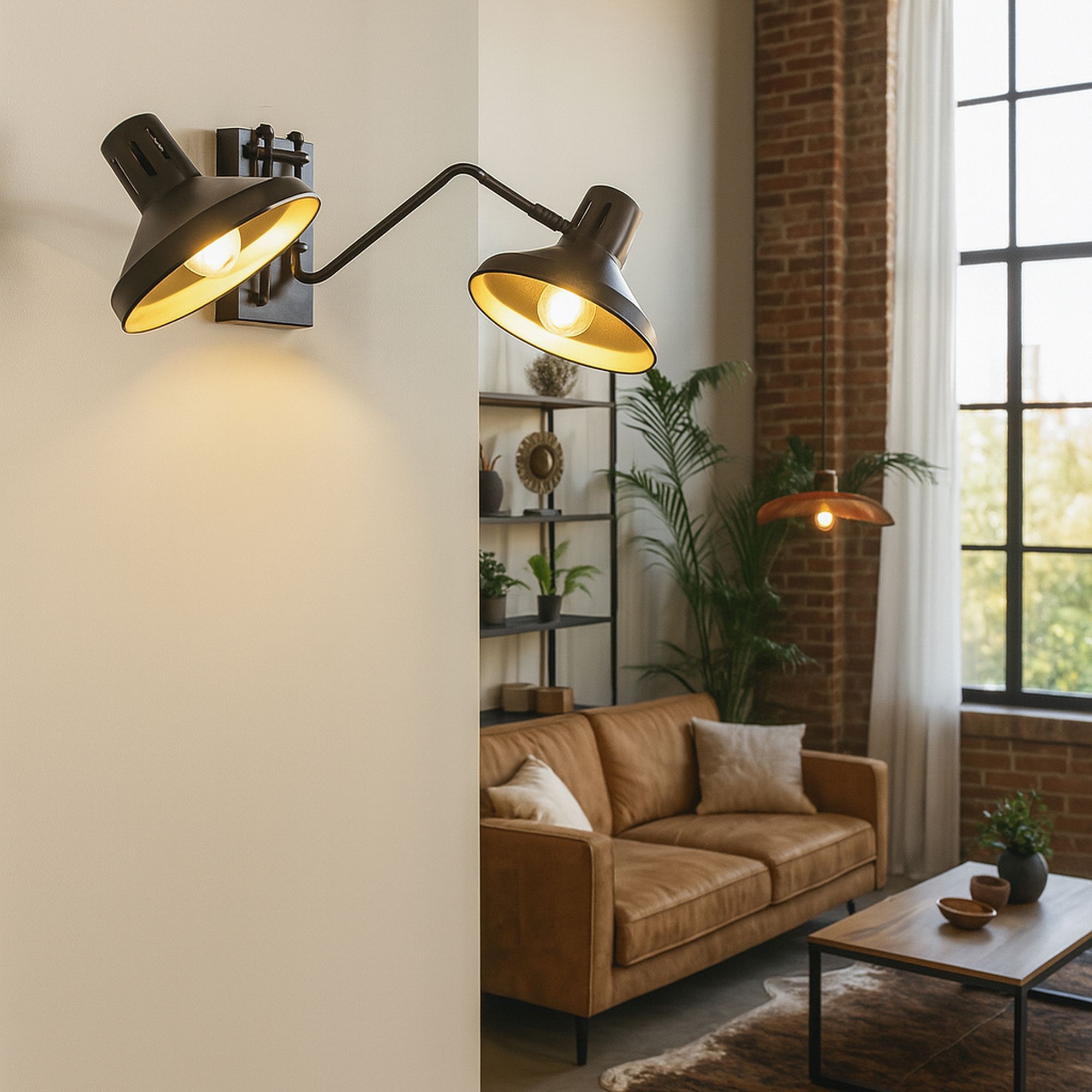 Applique double en métal noir et doré h28cm SNAKE