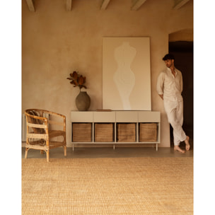 Buffet avec 4 tiroirs laqué en teinte sable de 176x40cm Hauteur: 75 Longueur: 176 Largeur: 40