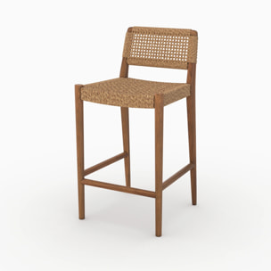 Chaise pour îlot central de jardin 65 cm en teck vernis - Yaba