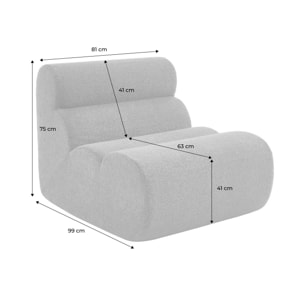 Lot de 3 chauffeuses bouclette texturée blanc 1 place - L 81 x P 99 x H 81cm - Nova