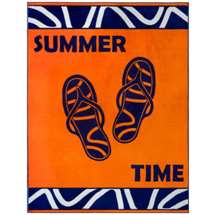 Serviette de plage XL éponge velours Jacquard Orange 140x180 400g/m² - Zamani