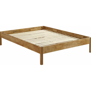 Lit en chêne massif + Matelas Hybride - AINA & SPRING ELITE