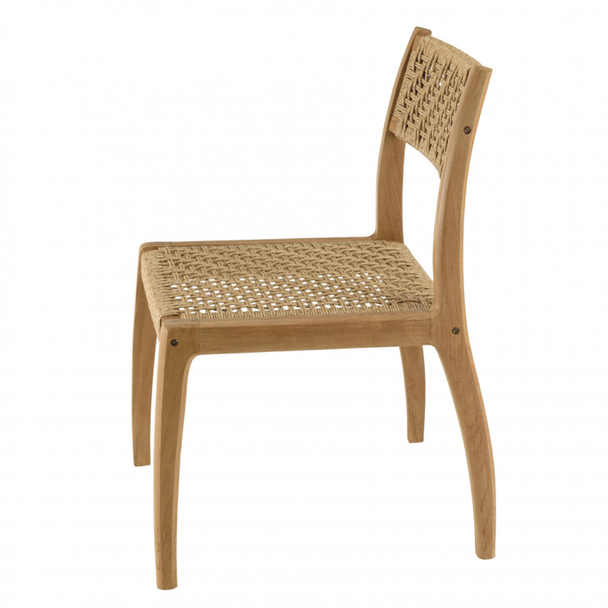 VALERIA - Lot de 2 chaises jardin teck rotin synthétique tressé beige