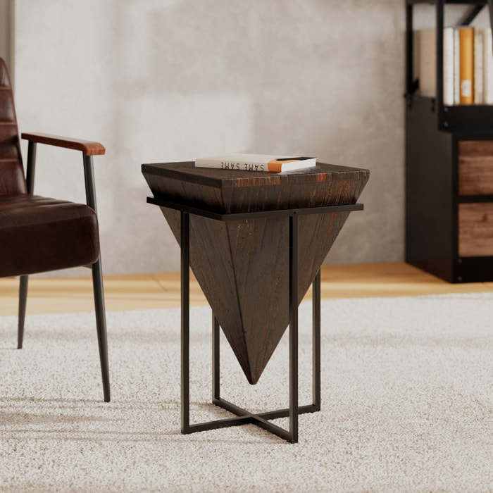 Moyenne table d'appoint en bois et métal - Kara