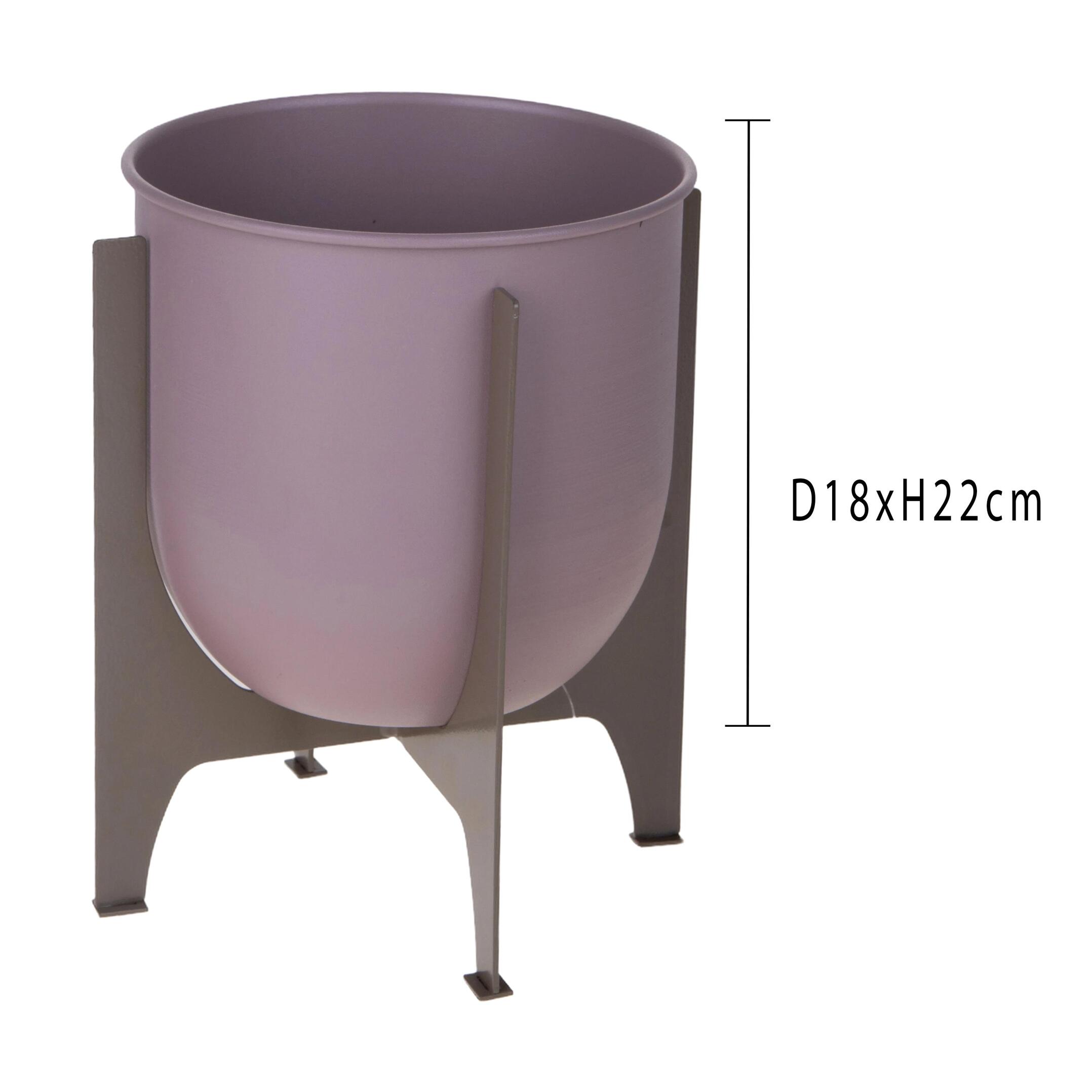 Cachepot Con Alzata - Pezzi 1 - Colore: Viola - 18xH22x18cm - Bianchi Dino -