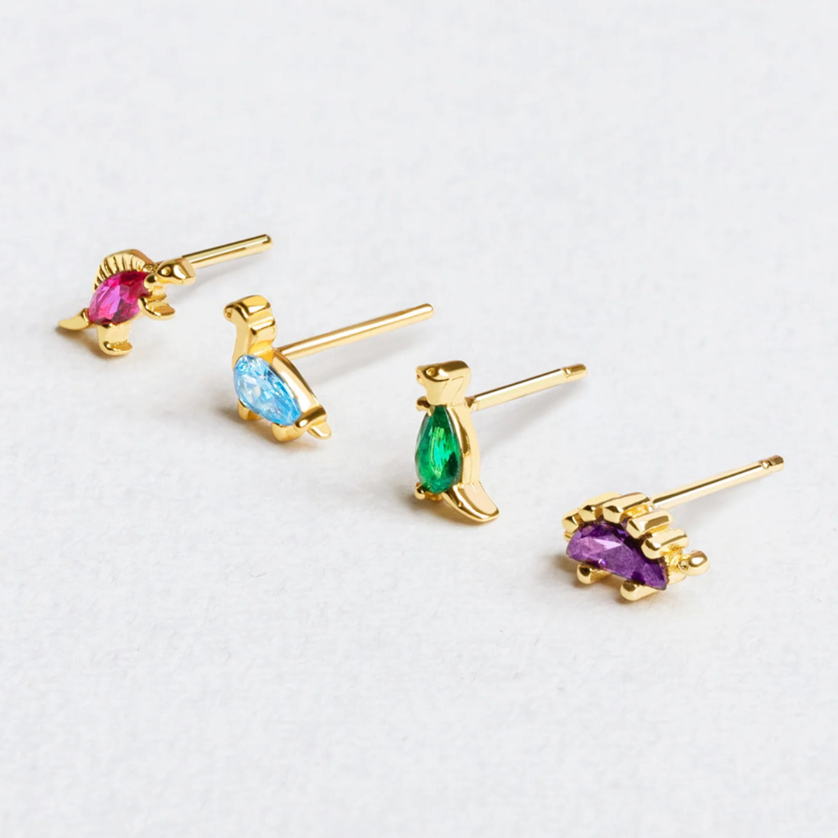 Orecchino Singolo Dino Brontosaurus Sky Argento Placcato Oro