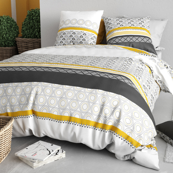 Parure housse de couette imprimé 100% coton - spira