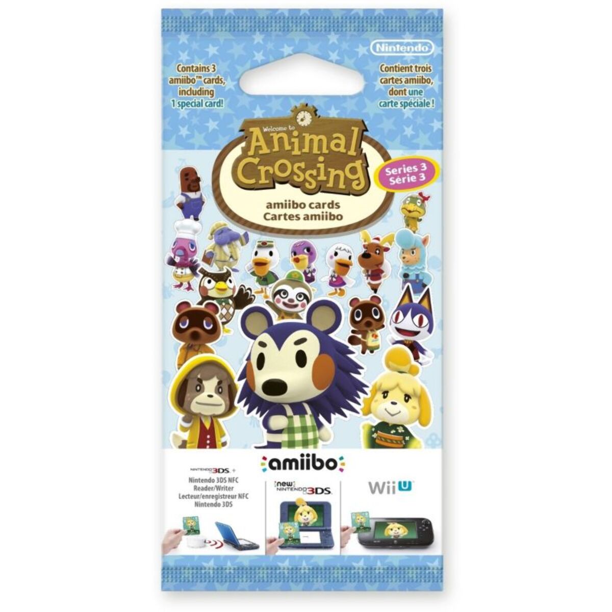 Pack cartes Amiibo NINTENDO 3 cartes Animal Crossing Série 3