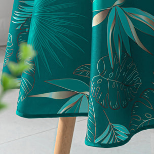 Nappe ronde exotique anti-taches - Bleu Paon