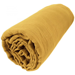 Drap housse - bonnet:30cm - 100% gaze de coton safran
