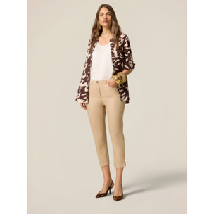 Oltre - Blusa holgada de algodón estampado - Marrón