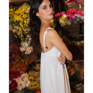 Vestido largo de tirantes con volante