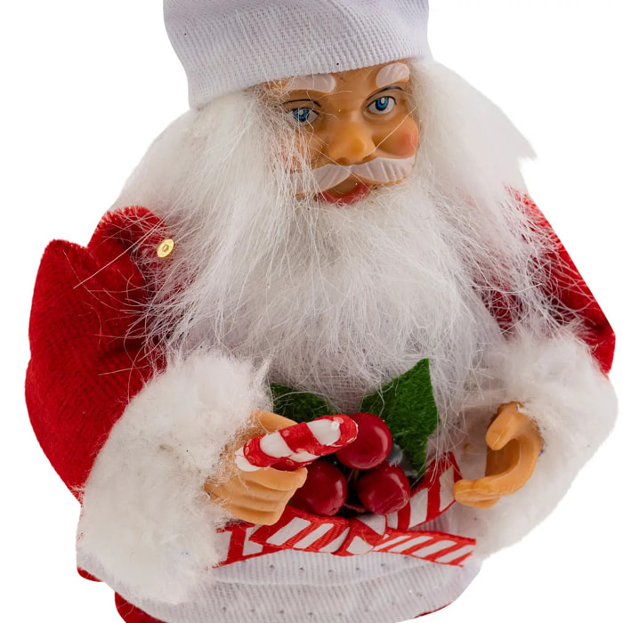 Sujet Père Noël pâtissier H.13cm rouge