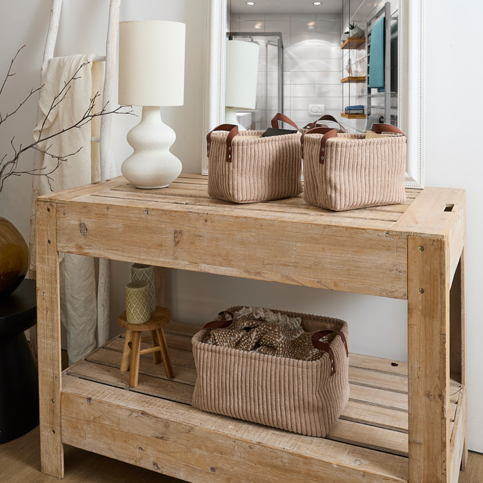 Panier Rangement Taupe Cotele X3 H20cm