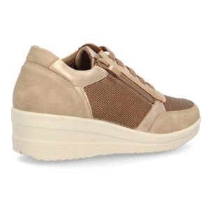 Zapatillas de cuña con cremallera lateral para mujer