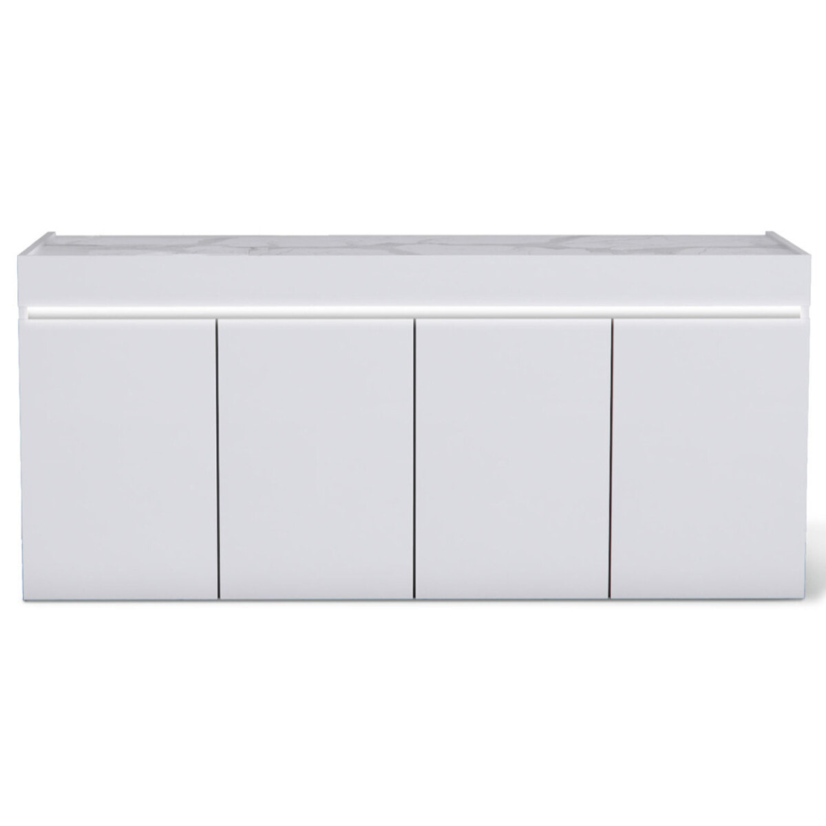 Amaury - buffet bas - blanc - plateau effet marbre - 208 cm - Blanc