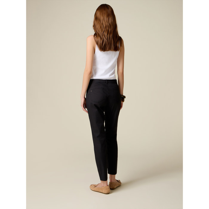 Oltre - Pantalones ajustados de mezcla de algodón - Negro