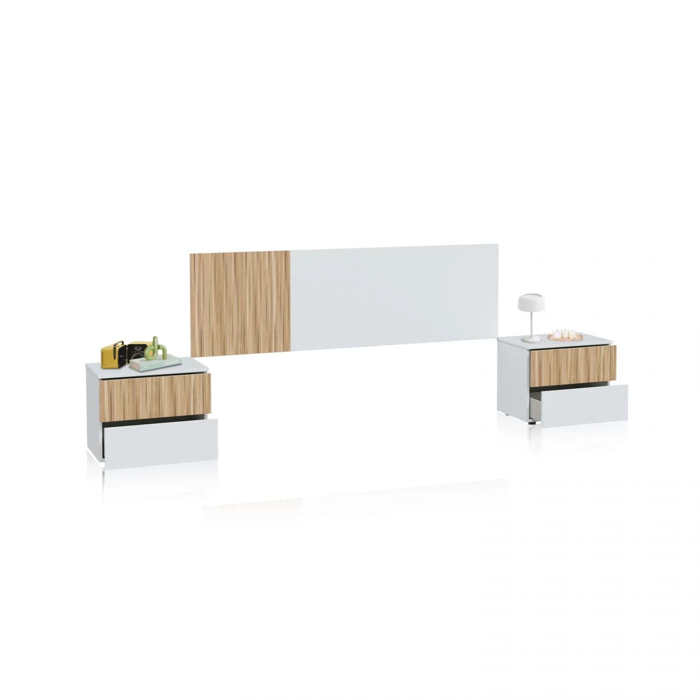Cabecero con mesitas Nitza Blanco Artik (Blanco Mate) - Natur
