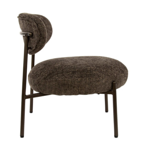 Adelia - fauteuil - pieds en métal - en tissu texturé - Marron