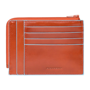 Piquadro Portafogli portacarte di credito in pelle con porta monete, schermato con protezione RFID