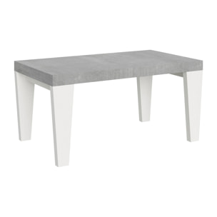 Mesa extensible 90x160/264 cm Spimbo Mix tapa Cemento patas Fresno Blanco