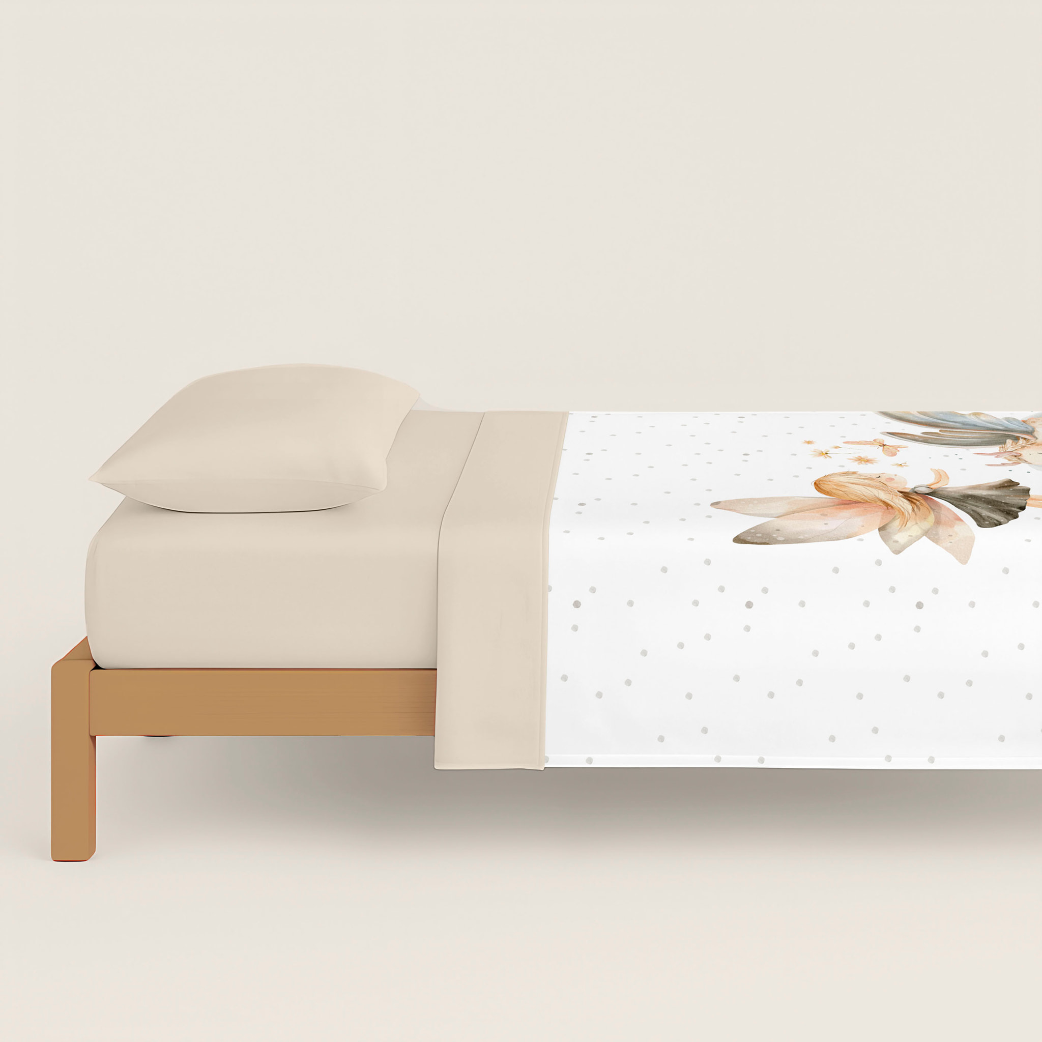 Naturals - Funda Nórdica Estampada - Infantil - 100% Algodón - Incluye 1 Funda de Almohada - Elia