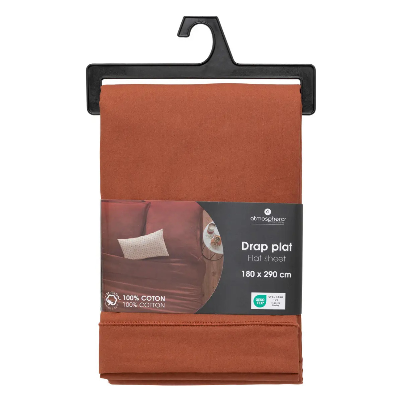 Drap plat "Carina" en coton 180x290cm rose terracotta