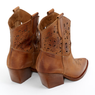 Stivaletti texani in vera pelle nabuk laserata