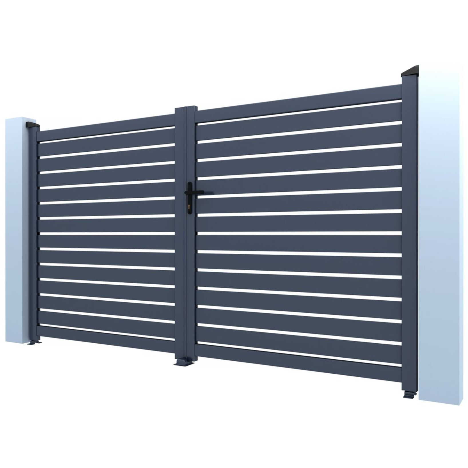 Portail aluminium semi ajouré "Julien" - 300 x 140 cm - Gris