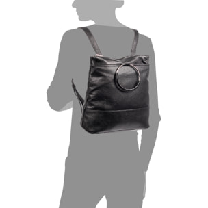 Arzago bolso mochila de piel auténtica Dollaro, con asa de diseño exclusivo anillo metal.