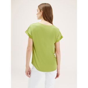 Motivi - T-shirt bimaterica - Verde chiaro