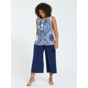 Fiorella Rubino - Pantalones cropped de punto - Azul