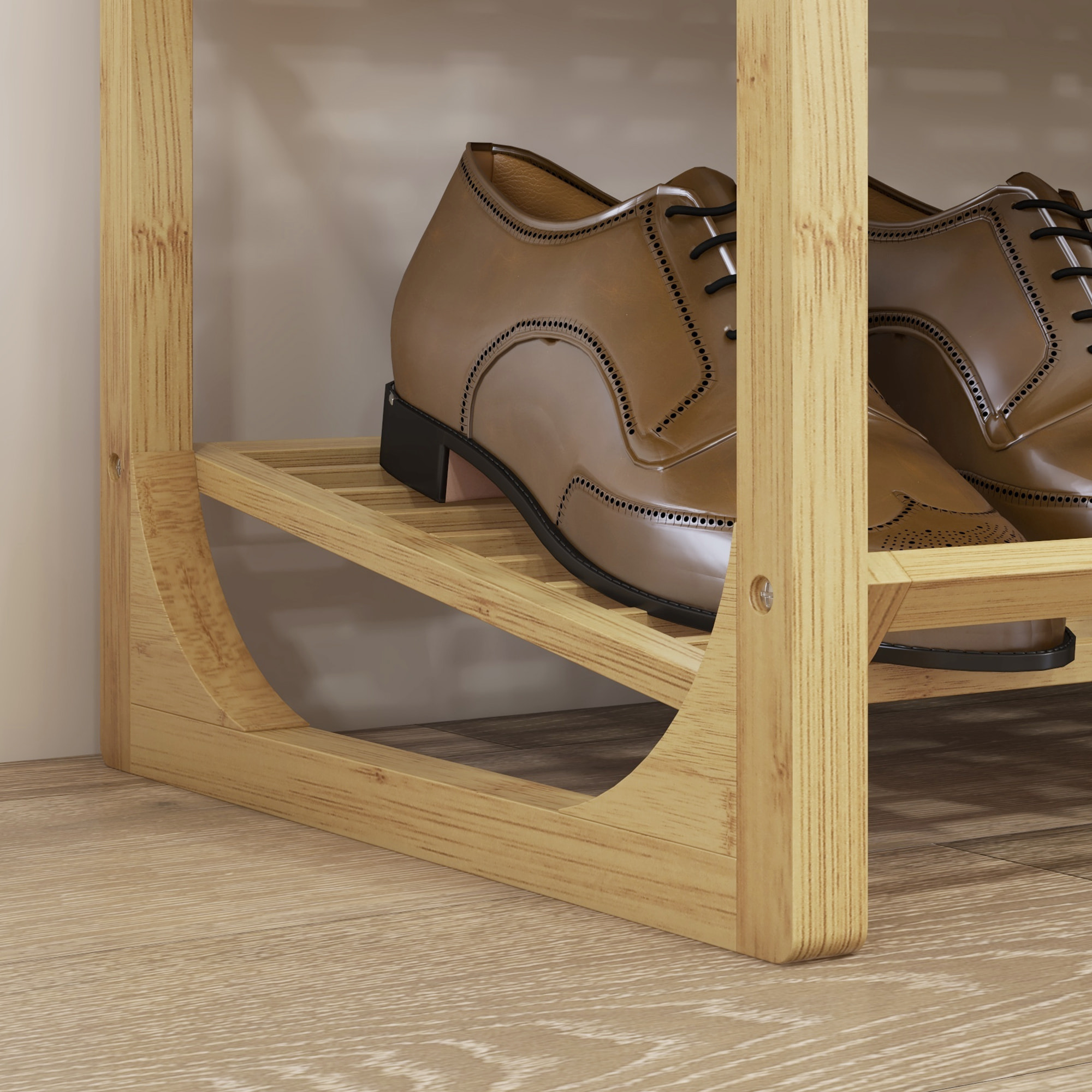Étagère à chaussures en bambou 4 niveaux à lattes dim. 76 x 33 x 67 cm