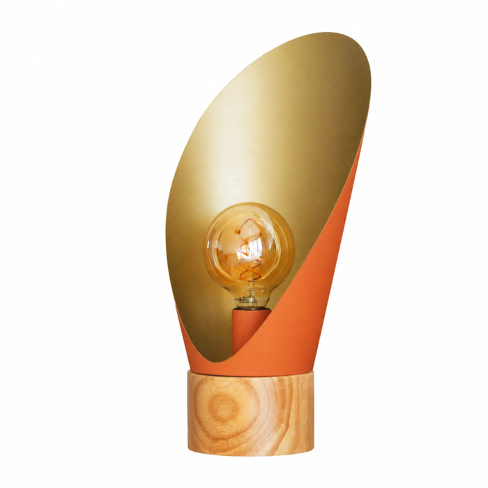 Lampe à poser en métal terracotta et bois H44 cm - Spoon