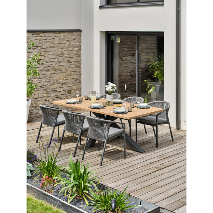 KELIA - Ensemble repas de jardin 6 places - Gris anthracite
