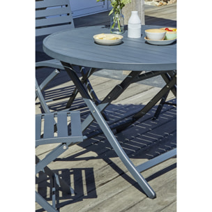 MARIUS - Table de jardin ronde pliante en aluminium gris anthracite