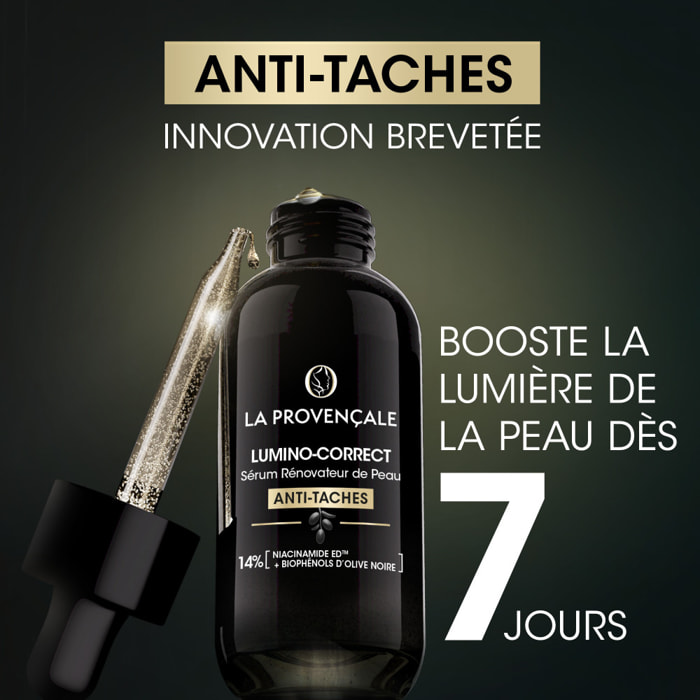 La Provençale Lumino-Correct - Sérum Rénovateur de Peau - Anti-taches & Eclat – Biophénols d'Olive noire & Niacinamide - Toutes