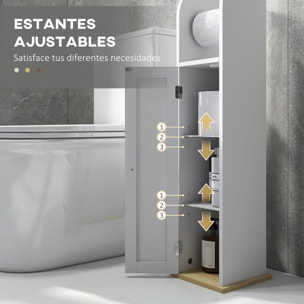 Mueble Auxiliar de Baño Columna de Baño Mueble de Suelo de Baño con Estantes Ajustables y Portarrollos de Papel 20x20x80 cm Blanco