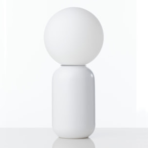 Lampe à poser Tomasucci CLIP, en céramique et verre, blanc, 14 × 14 × 32 cm