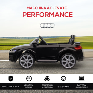 HOMCOM Macchina Elettrica per Bambini 3-5 Anni AUDI TT con Telecomando, Portiere Apribili e Fari LED, Nero