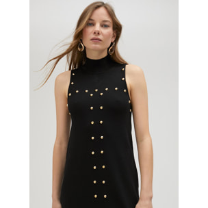 Vestito nero in maglia con borchie