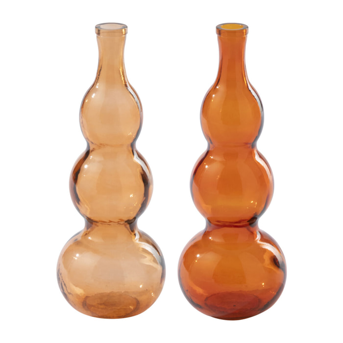 J-Line Vase - verre - orange foncé/orange clair - set de 2