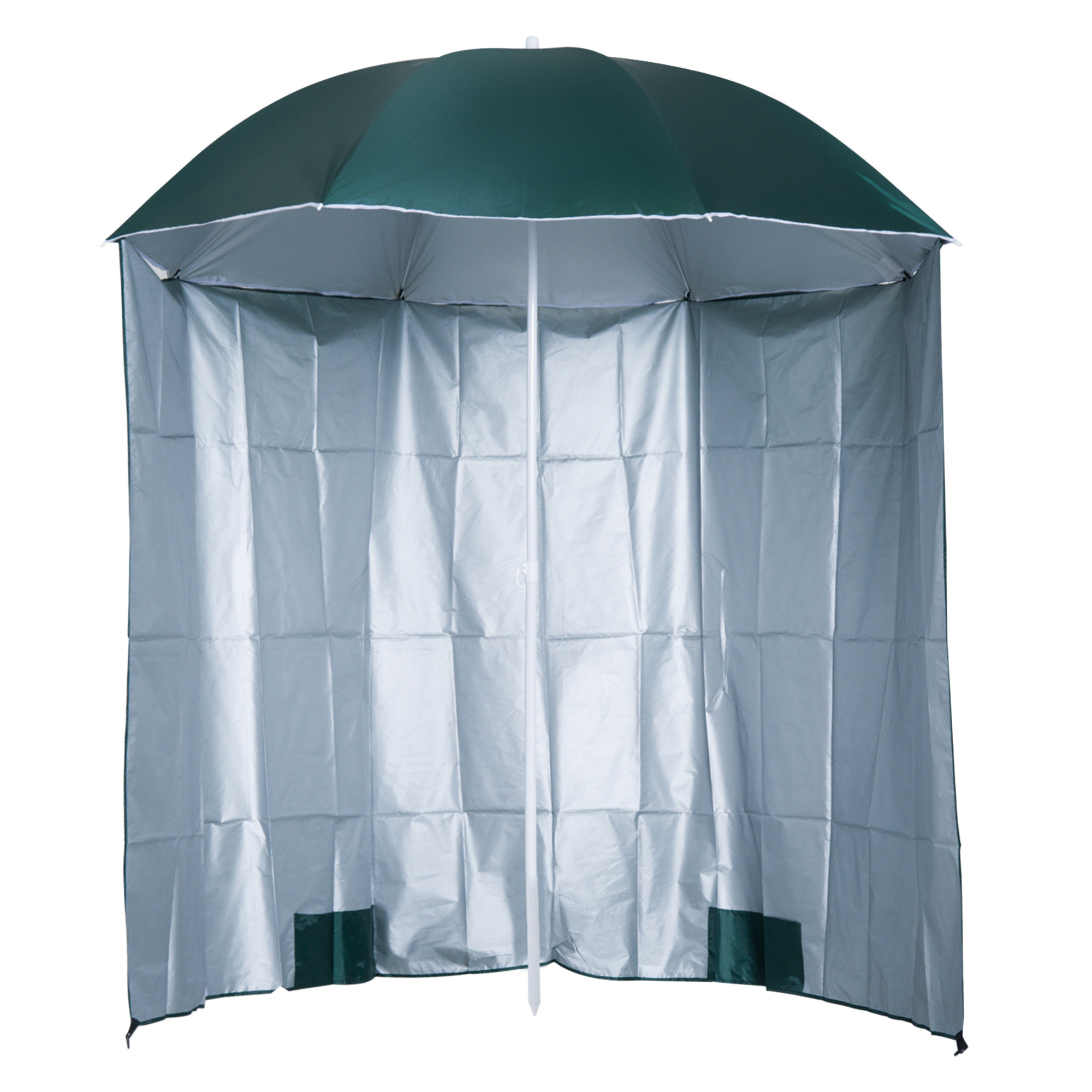 Sombrilla de Playa con Panel Lateral Ø220x220 cm Parasol para Terraza con Apertura Manual 8 Varillas de Acero y Bolsa de Transporte para Jardín Piscina Verde