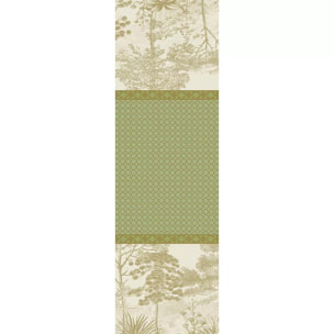 Chemin de table pur coton anti tache motif jacquard Le sud vert