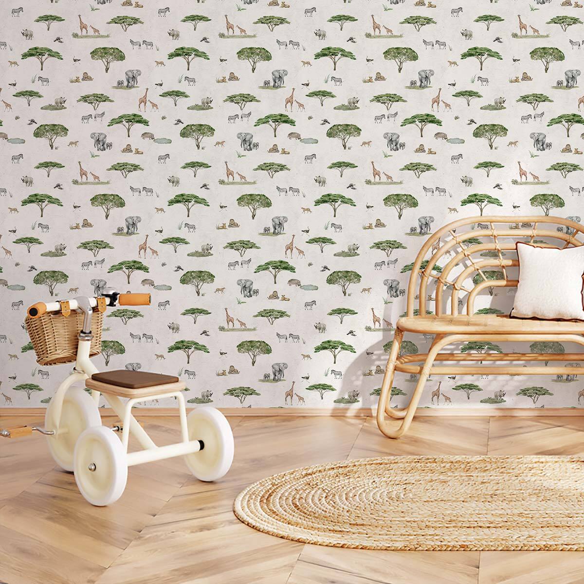 Papier peint enfant Le Roi de l'Afrique Intissé