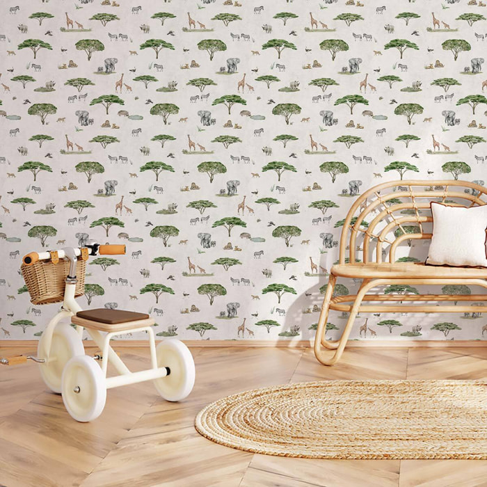 Papier peint enfant Le Roi de l'Afrique Intissé