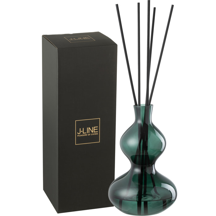 J-Line Bâtonnets parfumés Cedar Breeze - verre - vert foncé - large - 1000 ml