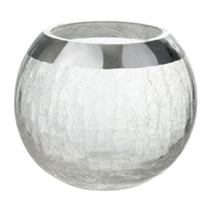 J-Line bougeoir Bol Craquelé - verre - transparent/argent - medium