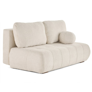 Bowie - canapé 3 places convertible coffre + coussin rond inclus en tissu texturé - Beige
