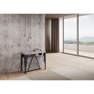 Consolle allungabile 90x40/300 cm Riza cemento telaio antracite